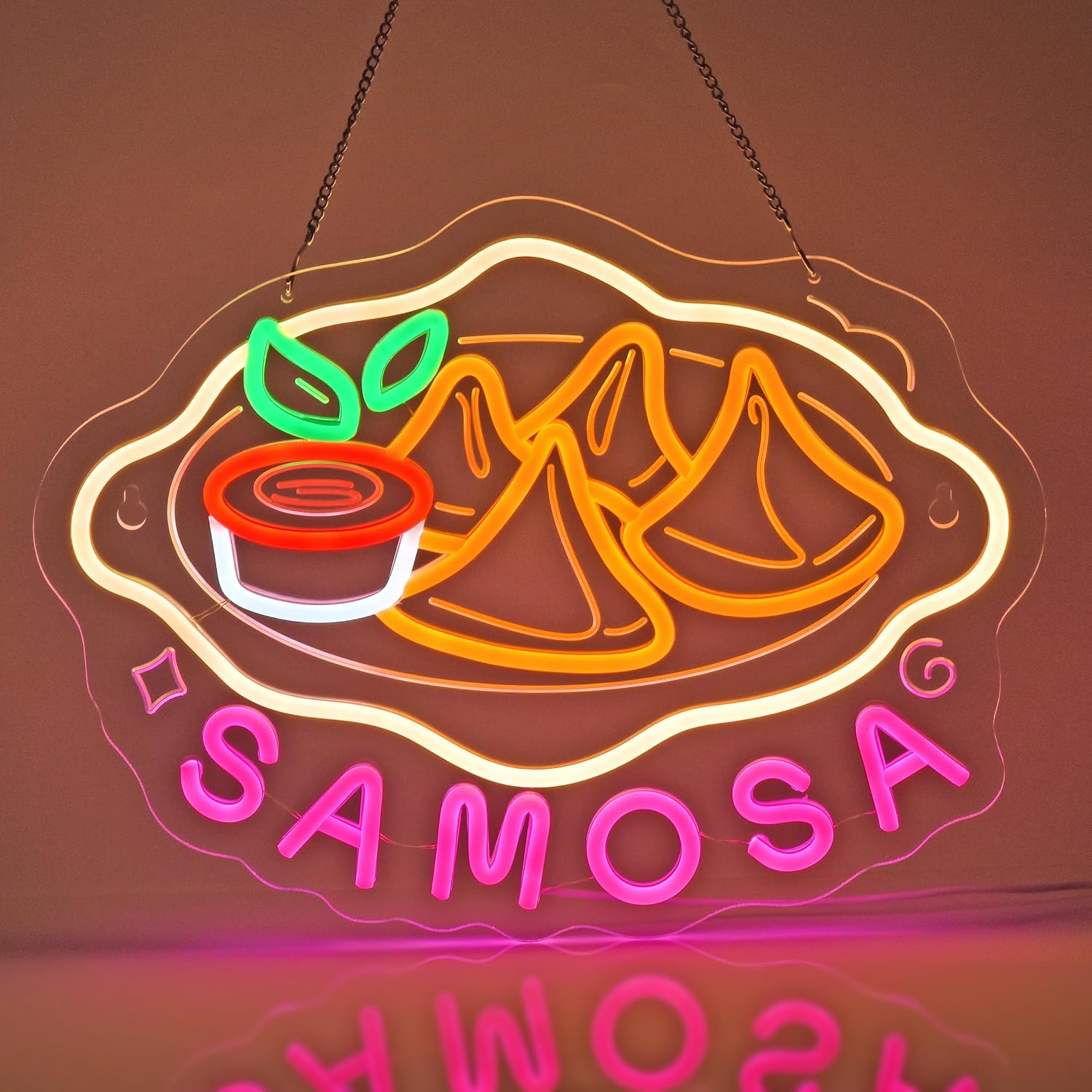 Letreiro Neon LED Samosa, Deco - Food Snacks Indian avaliação e preço