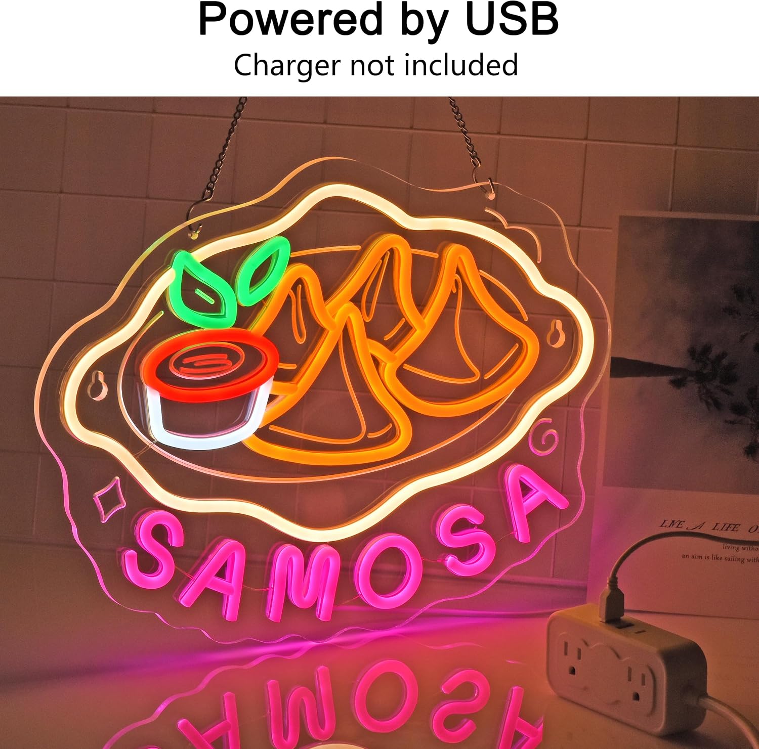 Letreiro Neon LED Samosa, Deco - Food Snacks Indian avaliação e preço