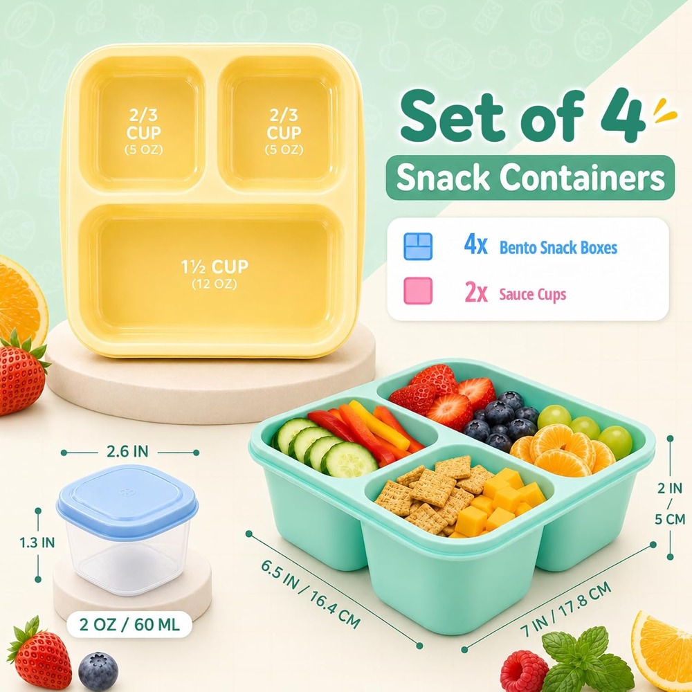 Caixa Bento com 3 Compartiment - Food Snacks Healthy avaliação e preço