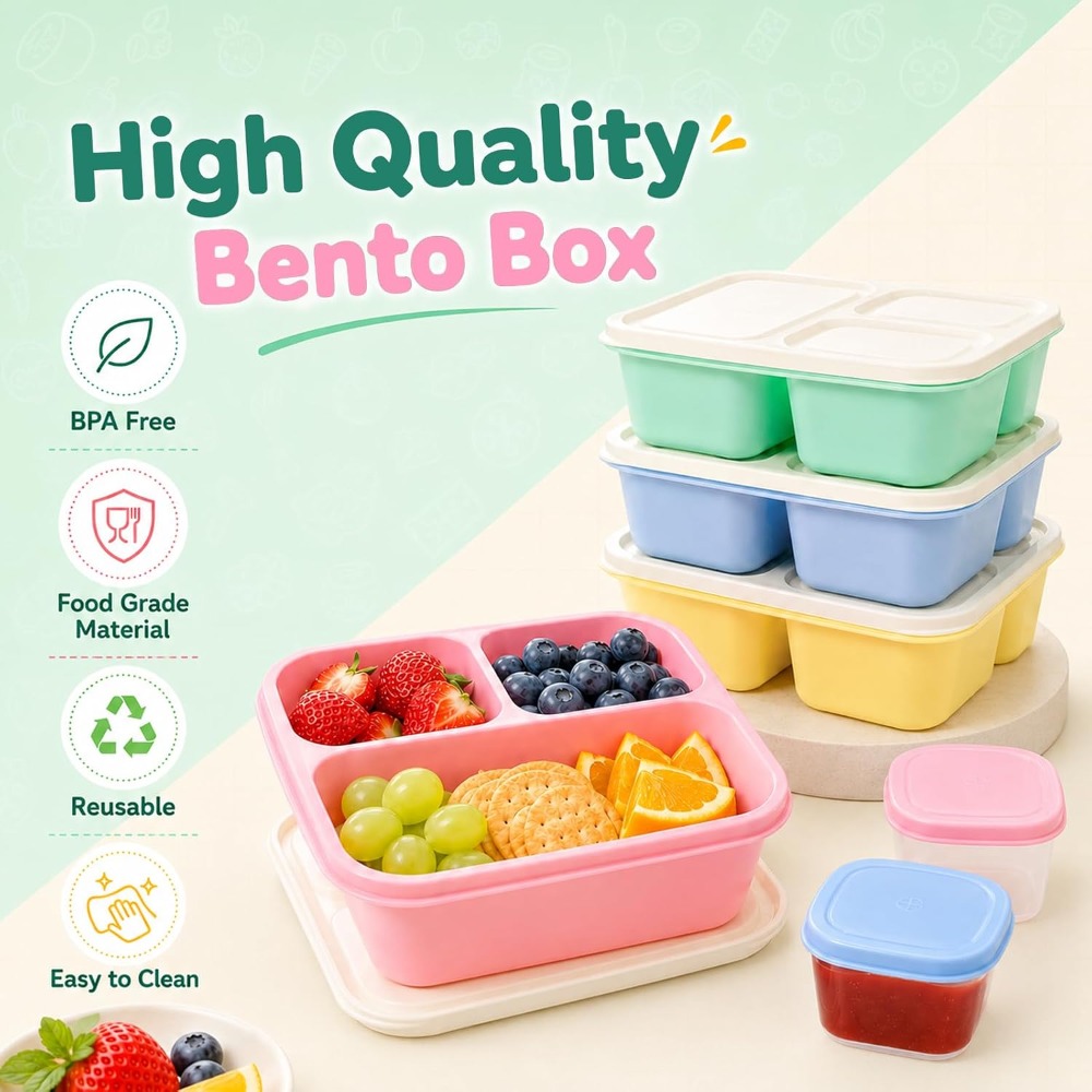 Caixa Bento com 3 Compartiment - Food Snacks Healthy avaliação e preço