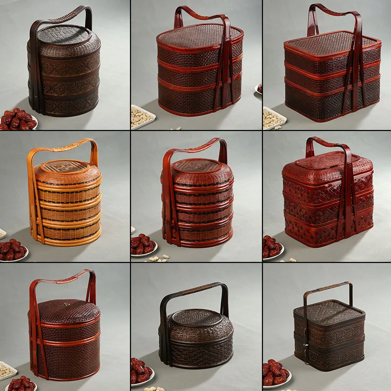 Cesta de piquenique de bambu c - Food Snacks Hamper avaliação e preço