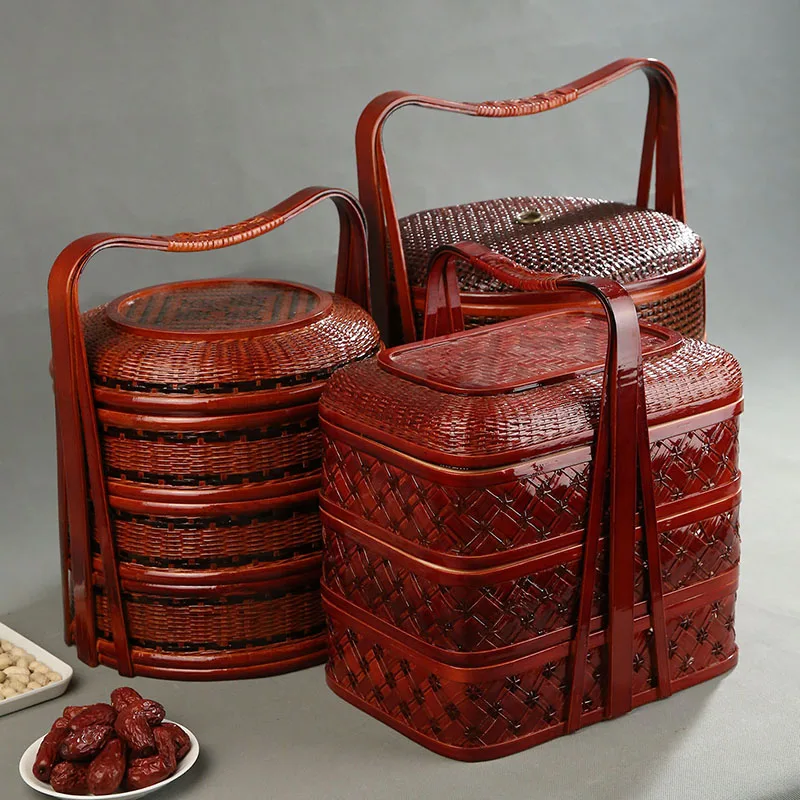 Cesta de piquenique de bambu c - Food Snacks Hamper avaliação e preço